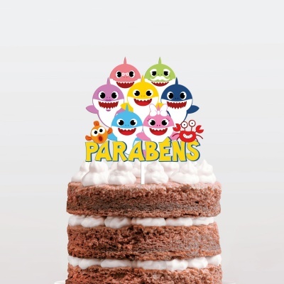 Topo Bolo Simples Baby Shark