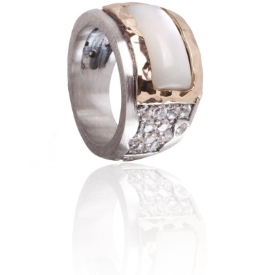 Anel Prata e Ouro Zeik Joyas