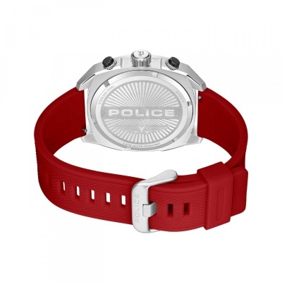Relógio POLICE com bracelete vermelha e caixa em aço inoxidável