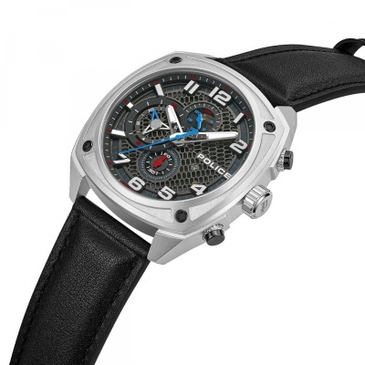 Relógio de pulso Police com mostrador preto e bracelete preta de pele