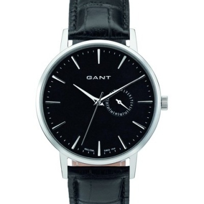 Relógio de pulso GANT preto e prateado com bracelete de pele
