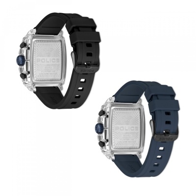 Relógios POLICE com caixa transparente e pulseira preta e azul