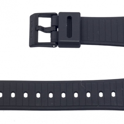 Pulseira de relógio preta em silicone com fivela preta