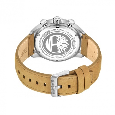 Relógio da Timberland com bracelete de pele castanha e caixa de aço inoxidável