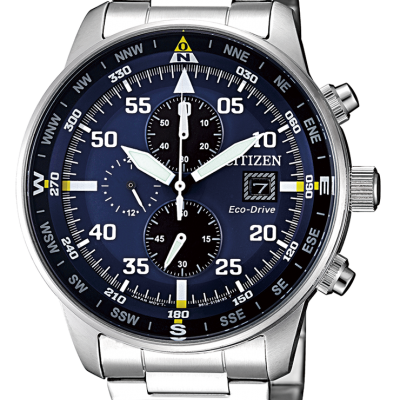 Relógio de pulso Citizen Eco-Drive com bracelete em aço inoxidável e mostrador azul