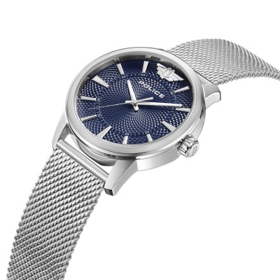 Relógio de pulso Police com mostrador azul e bracelete de malha metálica