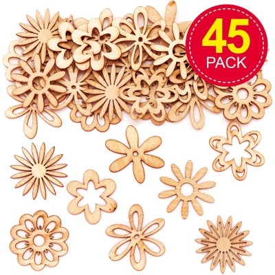 Kit Mini Figuras de madeira - Flores