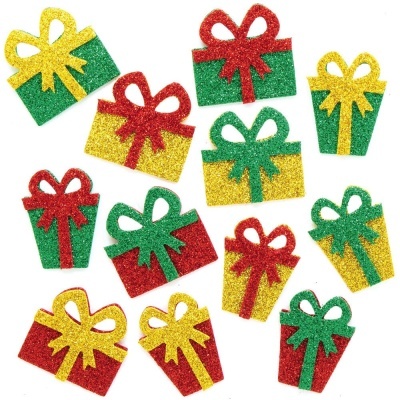 Pack 96 Christmas Present Glitter Stickers
