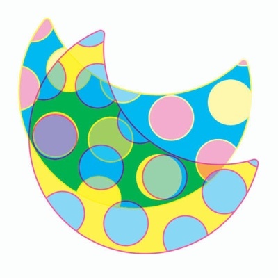 Três fatias de melancia coloridas com padrão de círculos