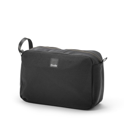 Bolsa de transporte preta com zíper e etiqueta Elodie