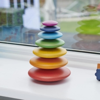 Botões de Madeira do Arco-Íris