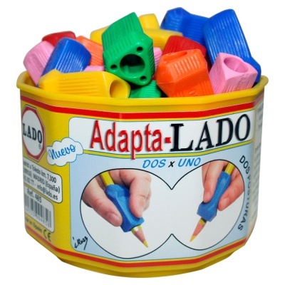 Recipiente com adaptadores de lápis coloridos Adapta-LADO