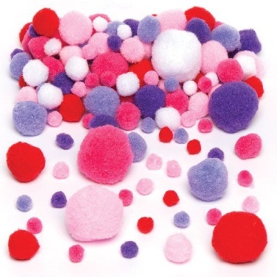Red Pink & Purple Pom Poms - Pack de 200