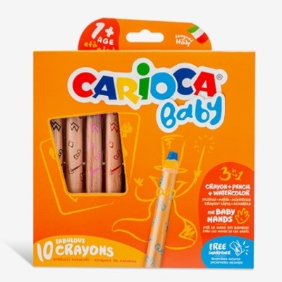 Caixa 10 lápis de cera Carioca Baby