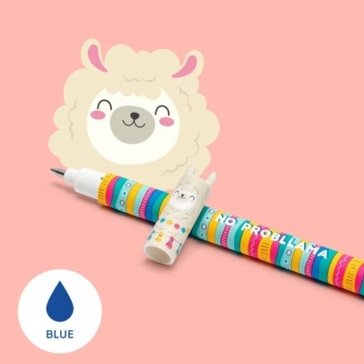 Caneta colorida com desenho de llama e texto NO PROBLLAMA