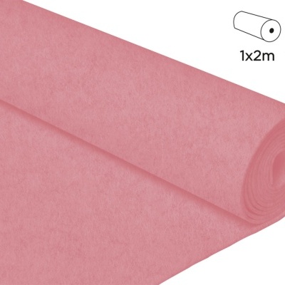 Rolo de material rosa com textura suave, medidas 1x2m e espessura 1mm