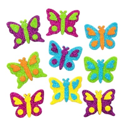 Pack de 120 Butterfly Glitter Foam Stickers