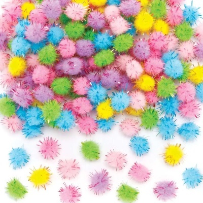Pastel Glitter Pom Poms - Pack 150