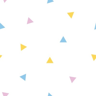 Padrão com triângulos amarelos, azuis e rosas claros sobre fundo branco