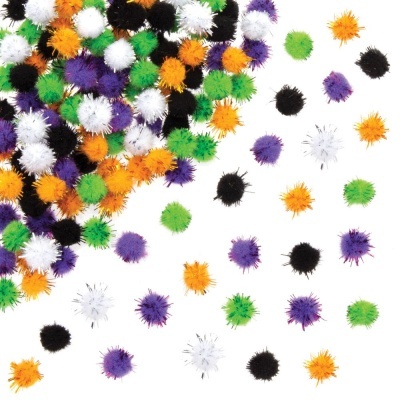 Halloween Glitter Pom Poms - Pack of 150