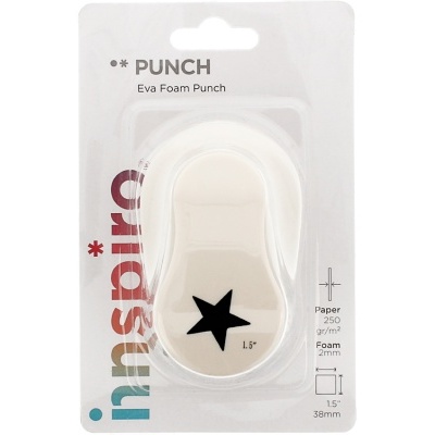 Furador de espuma EVA branco com estrela preta em embalagem branca
