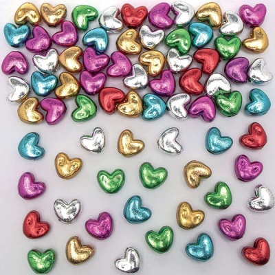 Metallic Heart Pony Beads