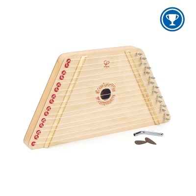 Cítara harp de madeira clara com cordas e acessórios