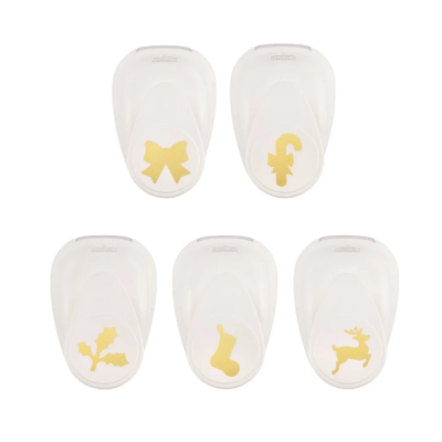 Formas de cortar biscoitos brancas com detalhes dourados de Natal