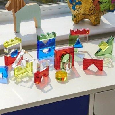 Conjunto de blocos cristal coloridos