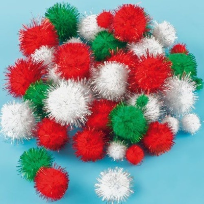 Pack de 100 Christmas Glitter Pompons