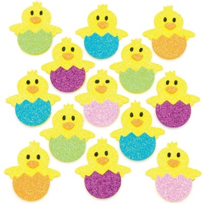 Easter Chick Glitter Foam Stickers - Pack de 100