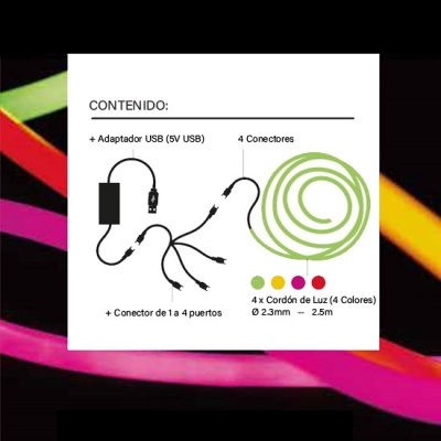 Flowon - Conjunto de Cabos de Luz Néon