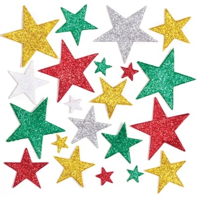 Pack 150 Christmas Glitter Star Stickers