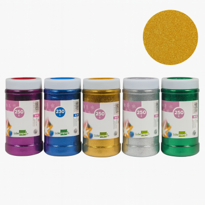 Frascos de purpurina colorida em várias cores com tampas brancas