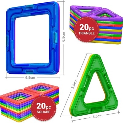 Blocos de Construção Magnéticos - 40 peças