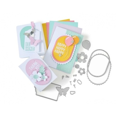 Cartões de papel decorativos coloridos com moldes metálicos e mensagens positivas