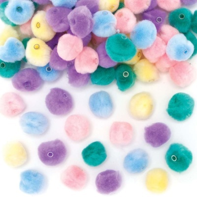 Pastel Threading Pom Pom Beads - Pack de 100