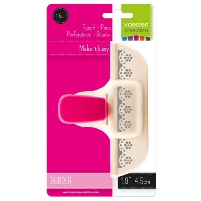 Perfuradora de papel vaessen creative rosa e bege com padrão de borda