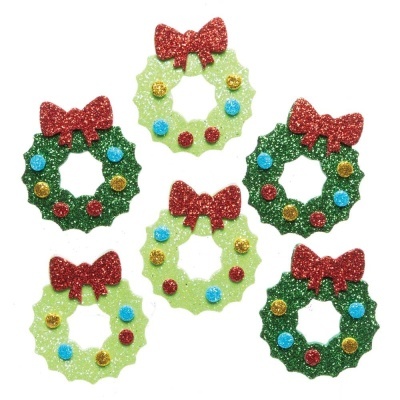 Pack 100 Christmas Wreath Glitter Stickers