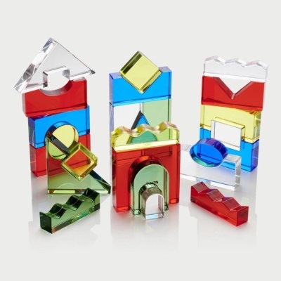 Conjunto de blocos cristal coloridos