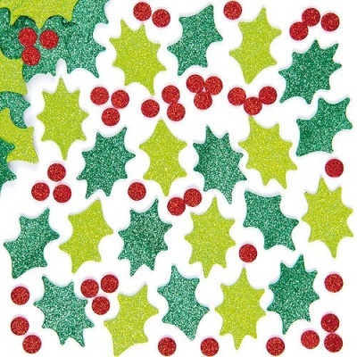 Pack 200 Holly & Berry Glitter Stickers