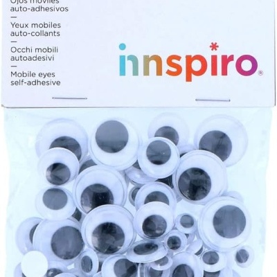 Conjunto de 75 Olhos Móveis Autoadesivos Pretos Redondos