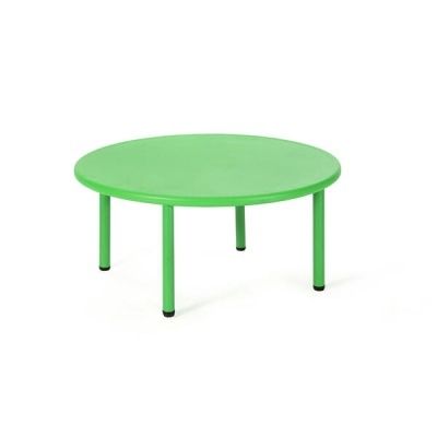 Mesa redonda pequena verde com tampo e pernas circulares