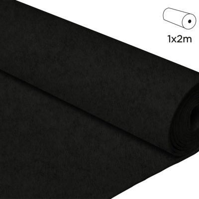 Rolo de tecido preto com medidas 1x2 m e 1 mm de espessura