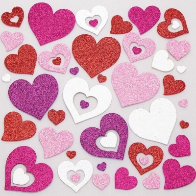 Heart Glitter Foam Stickers