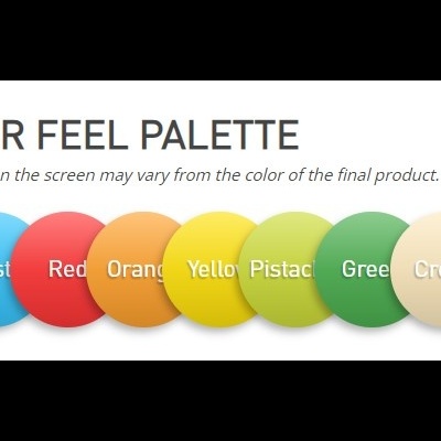 Paleta de cores com textura de couro em círculos coloridos