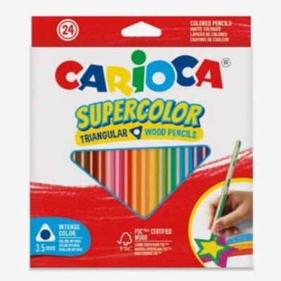 Caixa 24 lápis cor longos supercolor triangular