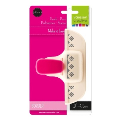Perfuradora de papel vaessen creative com design floral na borda, cor bege e punho rosa