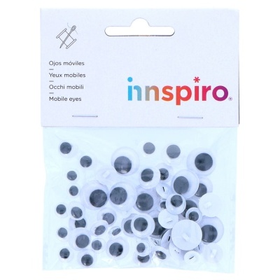 Conjunto de 52 Unidades de Olhos Móveis Pretos para Costura