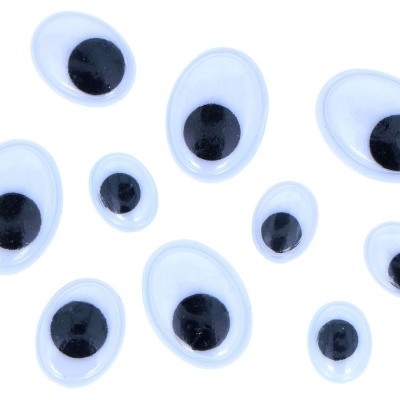Conjunto de 64 Unidades de Olhos Móveis Autoadesivos Pretos Ovalados